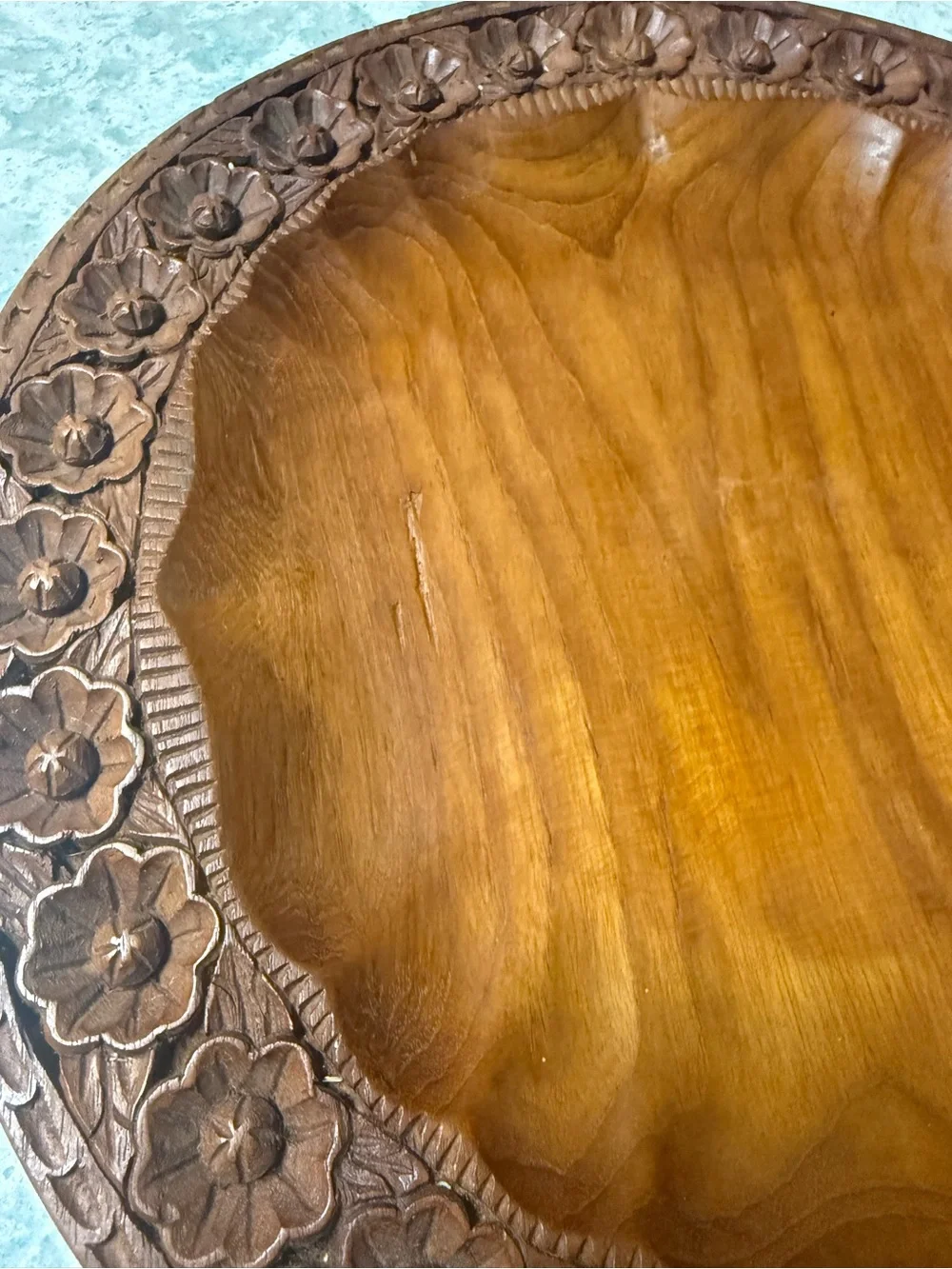 Hand-Carved Wooden Serving Tray